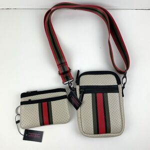 Haute Shore Casey Crossbody Bag Beige Neoprene Red Green Black Accents Roma LOT